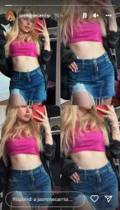 Scopri di più sull'articolo Jasmine Carrisi, la minigonna cortissima di jeans infiamma Instagram