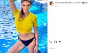 Scopri di più sull'articolo Sabrina Salerno in piscina con la maglia bagnata: sotto non ha nulla